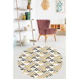 Bona Fortuna Geometrik Zigzag Renk Geçişli Dijital Baskı Yıkanabilir Kaymaz Taban Modern Yuvarlak Salon Hol Halı - 60 x 60 cm - Renkli