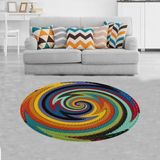 Bona Fortuna Jüt Hasır Kilim Görünümlü Dijital Baskılı Kaymaz Taban Yıkanabilir Modern Salon Halısı ve Yolluk - 160 x 160 cm - Nest Multi