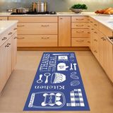 Bona Fortuna Kitchen Desenli Dijital Baskılı Kaymaz Taban Yıkanabilir Leke Tutmaz Mutfak Halısı - 100 x 150 cm - Mavi