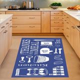 Bona Fortuna Kitchen Desenli Dijital Baskılı Kaymaz Taban Yıkanabilir Leke Tutmaz Mutfak Halısı - 80 x 200 cm - Mavi