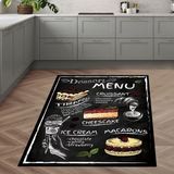 Bona Fortuna Makaron Cupcake Dessert Menu Desenli Dijital Baskılı Kaymaz Taban Yıkanabilir Leke Tutmaz Mutfak - 80 x 150 cm - Siyah
