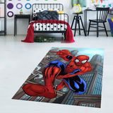 Bona Fortuna Örümcek Adam Desenli Dijital Baskılı Kaymaz Taban Çocuk Odası Halısı - 100 x 150 cm - Kırmızı - Mavi
