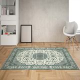 Bona Fortuna Osmanlı Motifler Desenli Dijital Baskı Yıkanabilir Kaymaz Taban Klasik Salon Halı ve Yolluk (Yeşil) - 100 x 150 cm - Su Yeşili