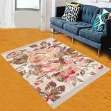 Bona Fortuna Patchwork Gül Desenli Dijital Baskı Yıkanabilir Kaymaz Taban Bej Modern Salon Halı - 100 x 150 cm