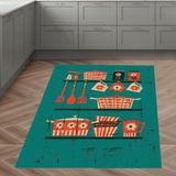 Bona Fortuna Tereke Tencere Desenli Renkli Dijital Baskılı Kaymaz Taban Yıkanabilir Leke Tutmaz Mutfak Halısı - 80 x 500 cm