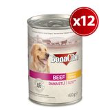 Bonacibo 12x400 gr Soslu Dana Etli Yaş Yetişkin Köpek Maması