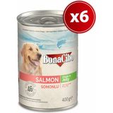 BonaCibo 400 gr x 6 Adet Jöleli Somonlu Yaş Yetişkin Köpek Maması