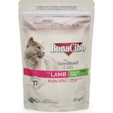BonaCibo 85 gr Jelly Pouch Kuzu Etli Yetişkin Yaş Kedi Maması