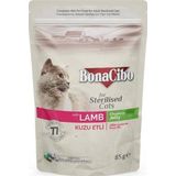 BonaCibo 85 gr Pouch Kuzu Etli Kısır Kedi Konservesi