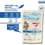 BonaCibo Soslu Uskumru Balıklı Pouch Yaş Kedi Maması, 85 gr x 24 Adet