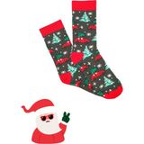 Bonapart Özel Koleksiyon Unisex Yılbaşı Noel Merry Christmas Happy Red Car Tree Soket Çorap - Renkli - 37 - 44