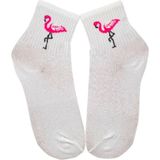 Bonapart Unisex Happy Flamingo Renkli Kolej Çorap - Beyaz - 38 - 42