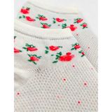 Bonapart Unisex Happy White Flower Renkli Patik Çorap - Beyaz - 38 - 42