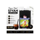 bonapipet Sökmen Ambalaj Frozen Pipet Siyah 100 Adet Kalın Plastik Pipet Smoothie Milkshake Kokteyl Pipeti