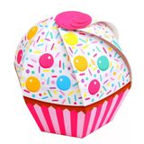 Bonbon Desenli Cupcake - Hediye, Şeker ve Kurabiye Sunum İkram Kutusu (Pembe) - 20'li Paket