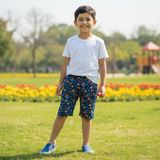 Bonbon Erkek Çocuk Pamuklu Uzay Yıldız Baskılı Lacivert Renk Şort BB2780 - 7 - 8 Yaş - Desenli