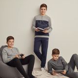 Bonbon Genç Erkek Pamuklu Yakası Düğmeli Cepli Hediyelik 3 Adet 2'li Alt Üst Pijama Takımı (AL009 V1,AL008 V2, AL007 V2) BB2488 - Desenli - 13 - 14 Yaş
