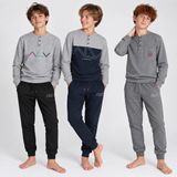 Bonbon Genç Erkek Pamuklu Yakası Düğmeli Cepli Hediyelik 3 Adet 2'li Alt Üst Pijama Takımı (AL009 V1,AL008 V2, AL007 V2) BB2488 - Desenli - 15 - 16 Yaş