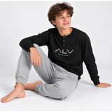 Bonbon Genç Erkek Pamuklu Yakası Düğmeli Cepli Hediyelik Siyah Renk Alt Üst Pijama Takımı AL009 V2 BB2441 - 13 - 14 Yaş