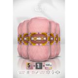 BONBON Kristal - Pudra Pembe (98418) - 5'li Paket x 100gr/475m - İnce Lif El Örgü İpi - Şal Bluz İpi