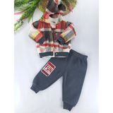 Bonboner Kids Erkek Bebek / Çocuk Yelek Pantolon Body Üçlü Takım Kapüşonlu Süet Doku Premium Kalite - 9 Ay - 0-Gri