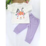 Bonboner Kids Kız Bebek / Çocuk Ikili Gündelik / Eşofman / Pijama Takımı Tavşan Baskılı - 18 Ay - 18-Mor
