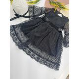 Bonboner Kids Kız Çocuk Siyah Tüllü Şapkalı Elbise Astarlı Fiyonk Detaylı - 3 - 4 Yaş