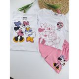 Bonboner Kids Kız Çocuk Şort Tişort Ikili Takım Minnie Mouse Baskılı Sırt ve Göğüs Baskılı - 01P-Pembe - 3 Yaş