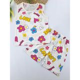 Bonboner Kids Kız Çocuk Yazlık Şortlu Pijama Takımı Love Baskılı - 7 - 8 Yaş - 001-Beyaz