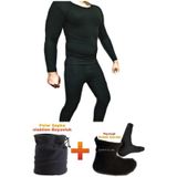 Bonbonetti 4'Lü Set Erkek Termal Set Termal Içlik Termal Tişört Termal Çorap Polar Bere Siyah 2Xl