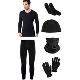 Bonbonetti Siyah Termal Içlik Takımı Polar Bere Boyunluk Eldiven Havlu Çorap Seti - Asker Malzemeleri - 4XL