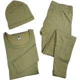 Bonbonetti Unisex Kışın Sicak Tutan Kışlık Pamuklu Terletmeyen Termal Alt Üst Takım Bere Hediyeli - 2XL - Haki