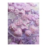 Boncuk Abla Lila Mor Jelly Charm Boncuk Karışık 30 Adet Figür Plastik Boncuk