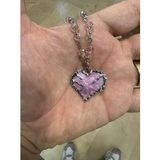 Boncuk Pembe Zincir Üzerine Kalp Pembe Gotik Kadın Kolye
