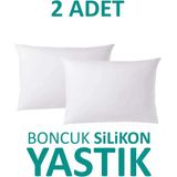 Boncuk Silikon Yastık 2'Li 50X70 Cm 900 Gram Silikonlu Elyaf Dolgulu Beyaz Antibakteriyel Yastık