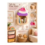 Boncukafası Cupcake Ahşap Duvar Rafı | Çocuk Odası Dekoratif Kitap ve Oyuncak Rafı | Montessori Duvar Rafı