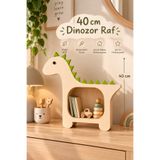 Boncukafası Dinazor Şekilli Ahşap Duvar Rafı – 40 cm Montessori Çocuk Odası Dekoru | Kitap & Oyuncak Düzenleyici Duvar Rafı