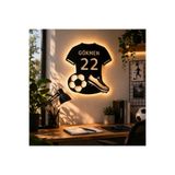 Boncukafası Kişiye Özel İsimli 40 cm LED Işıklı Futbol Temalı Duvar Dekoru – Erkek & Genç Odası Forma Tasarım