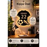 Boncukafası Kişiye Özel İsimli 40 cm LED Işıklı Futbol Temalı Duvar Dekoru – Erkek & Genç Odası Forma Tasarım