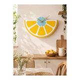 Boncukafası Limon Dilimi Duvar Saati 40 cm | Sessiz Mekanizmalı Modern Mutfak Dekoru MDF Saat