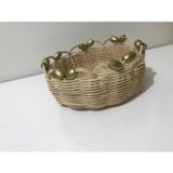 Boncuklu Rattan Küçük Sepet