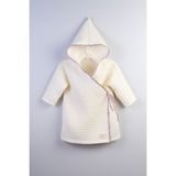 Bondberro %100 Pamuk Waffle Müslin Kumaş Bebek ve Çocuk Kimono Bornoz ( Çiçek Biyeli ) - 3 - 4 Yaş - Krem