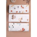 Bondberro Çok Amaçlı Müslin Örtü & Battaniye 3'lü Set %100 Pamuk Oeko-Teks Sertifikalı 80X80 cm - 80 x 80 cm - Beyaz - Vizon