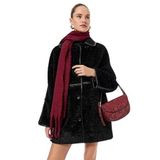 Bonded Kaban Oversize Peluş Düğmeli Cepli Kruvaze Uzun Kollu