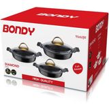 Bondy Dıamond 3lü Sahan Cam Kapaklı Set