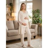 Bone 6216 Kadın 3'lü Viskon Sabahlıklı Lohusa Pijama Takımı