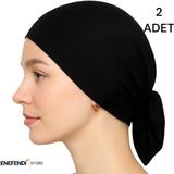 BONE DÜZ DİKİŞLİ BAĞLAMALI TESETTÜR İÇ BONE PENYE 2 ADET SİYAH