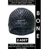 #Bone Esnek Yumuşak Silikon Havuz Deniz Yüzme Kulağa Su Geçirmez Büyük Beden Saç Bonesi 2 Adet