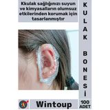 #Bone Şeffaf Esnek Lastikli Çocuk Duş Banyo Boya Koruyucu Su Geçirmez Kulak Bonesi 100 Adet
