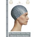 #Bone Uzun Saç Kaymaz Su Geçirmez Sızdırmaz Yüzücü Deniz Bonesi Elastik Bez Yüzme Şapkası